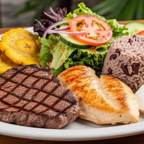Casado tico de pollo y res