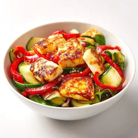 Ensalada mixta de halloumi