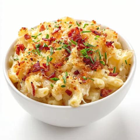 Macarrones con queso y tocino
